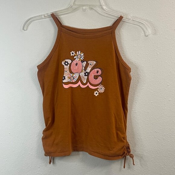 Wonder Nation Girls Love Graphic Rust Brown Tank Top  L 10-12 Plus - Picture 2 of 10